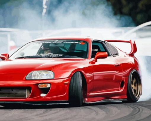 Red Jdm Car Diamond Paintings