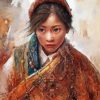 Vintage Tibet Lady Diamond Paintings