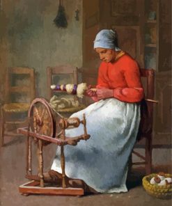 Woman Spinning Millet Diamond Paintings