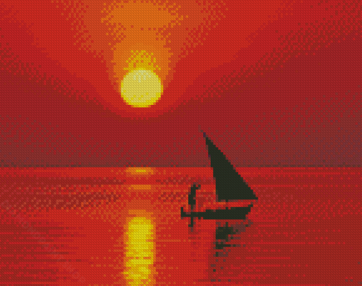 Aesthetic Boat Sunset Diamond Paintings