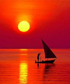 Aesthetic Boat Sunset Diamond Paintings