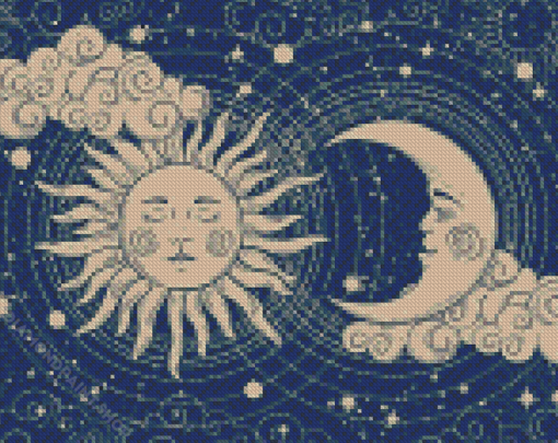 Aesthetic Moon And Sun Diamond Paintings