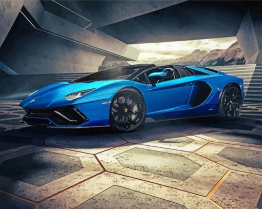 Aesthetic Blue Lamborgini Diamond Paintings