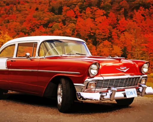 Aesthetic Red Classic Chevy Diamond Paintings