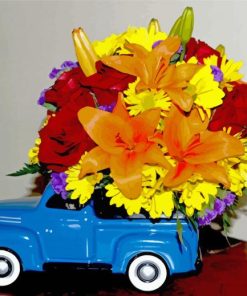 Flowers And Car Diamond Paintings