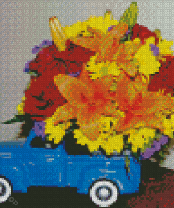 Flowers And Car Diamond Paintings