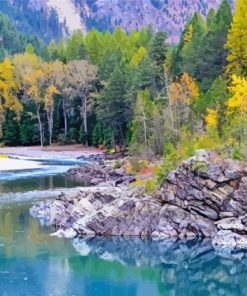 Beautiful Flathead Lake Landscape Diamond Paintings