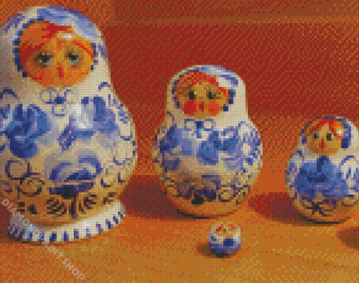 Blue Nesting Dolls Diamond Paintings