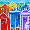 Colorful Beach Huts Diamond Paintings