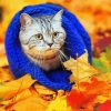 Cool Cat And Leaves Diamond Paintings