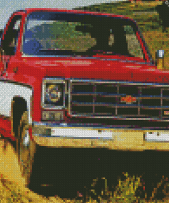 Cool Red Pickup Diamond Paintings