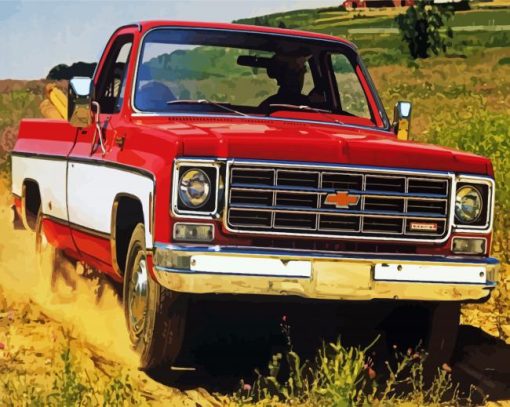 Cool Red Pickup Diamond Paintings