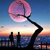 Couple Moon Silhouette Diamond Paintings