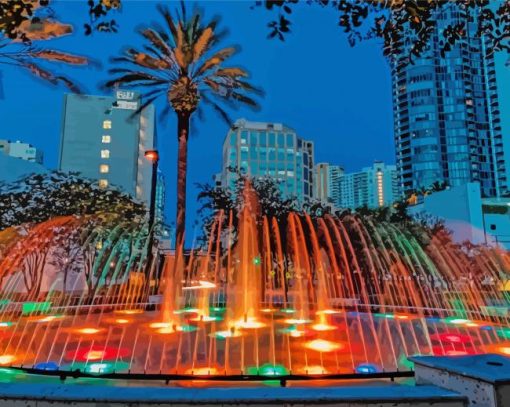 Fort Lauderbale Water Fountain Diamond Paintings