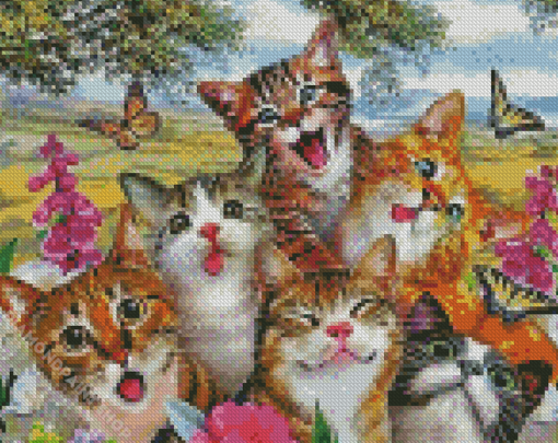 Happy Cat Selfie Diamond Paintings