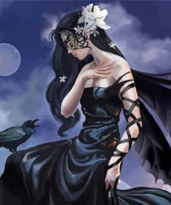 Masked Lady In Black Diamond Paintings