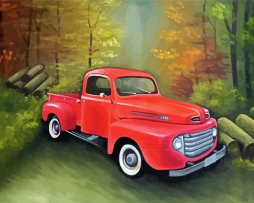 Red Vintage Truck Diamond Paintings