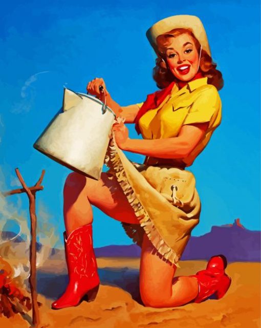 Vintage Western Lady Diamond Paintings