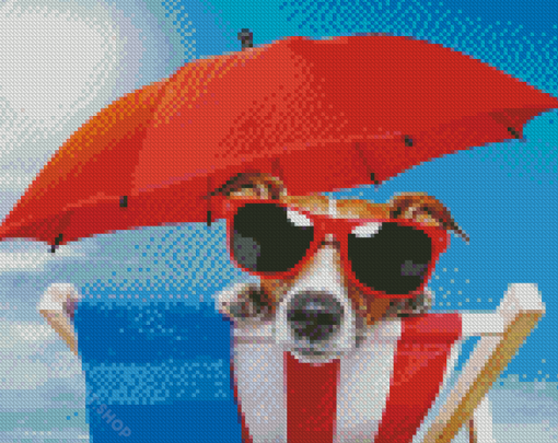 Aesthetic Puppy With Sunglasses Diamond Paintings