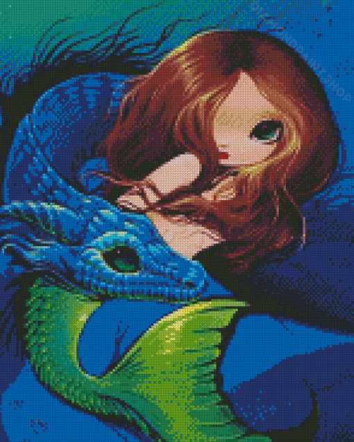 Dragon And Mermaid Illustration Diamond Paintings