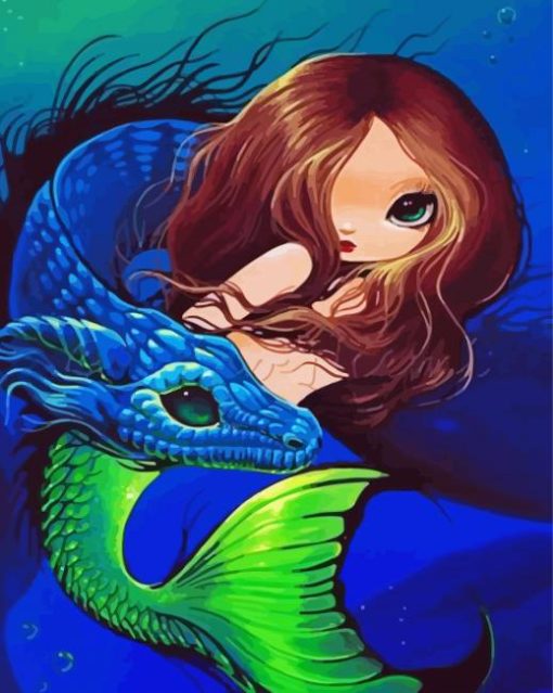 Dragon And Mermaid Illustration Diamond Paintings