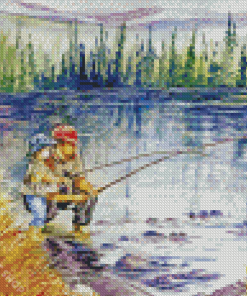 Fly Fishing With Dad Diamond Paintings