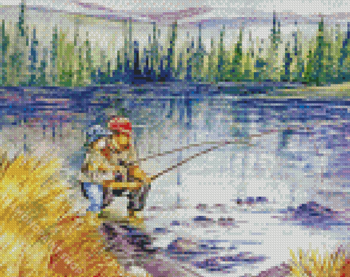 Fly Fishing With Dad Diamond Paintings