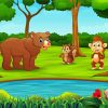 Jungle Animal Gathering Cartoon Diamond Paintings