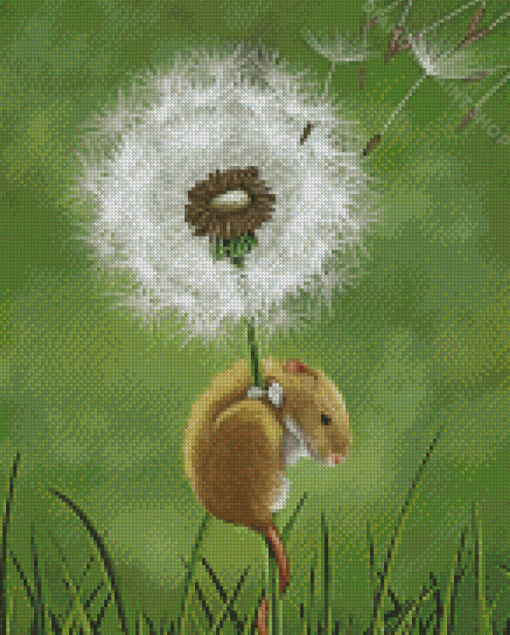 Mouse And Dandelion Art Diamond Paintings