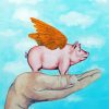 Pig With Wings On Hand Diamond Paintings