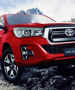 Red Toyota Hilux Car Diamond Paintings