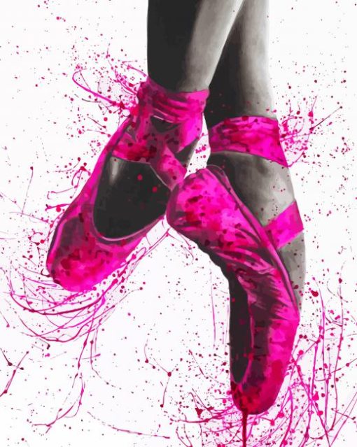 Splash Pink Pointe Shoes Diamond Paintings