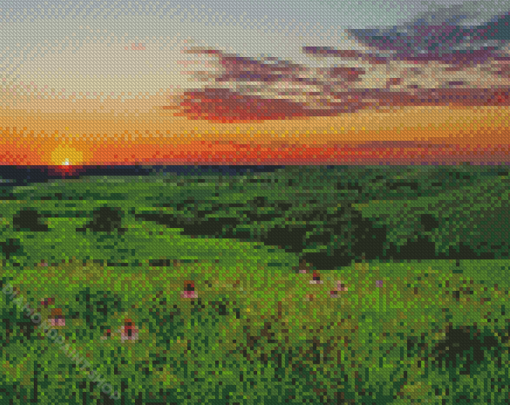 Sunset At Flint Hills Diamond Paintings