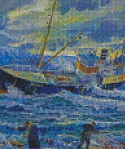 Trawler In Stom Diamond Paintings