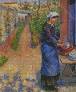 Young Woman Washing Dishes Diamond Paintings