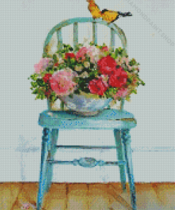 Aesthetic Flowers On Chair Diamond Paintings