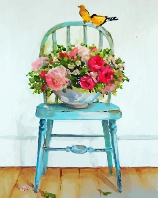 Aesthetic Flowers On Chair Diamond Paintings