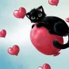 Black Cat With A Heart Diamond Paintings