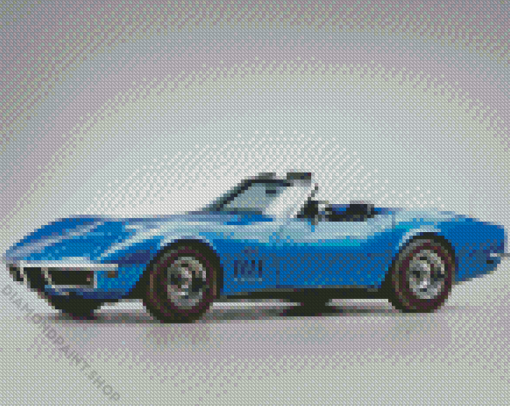 Blue Chevrolet 69 Corvette Diamond Paintings