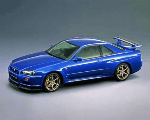 Cool Blue Skyline Car Diamond Paintings