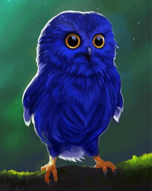 Cute Blue Owl Diamond Paintings