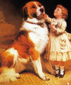 Cute Dog With Child Diamond Paintings