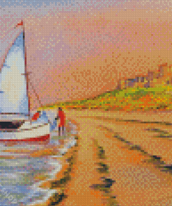 Dinghy Sailing At Bamburgh Beach Bill Holkham Diamond Paintings