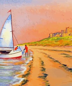 Dinghy Sailing At Bamburgh Beach Bill Holkham Diamond Paintings