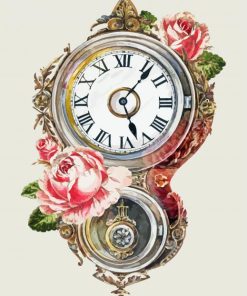 Floral Vintage Clock Diamond Paintings