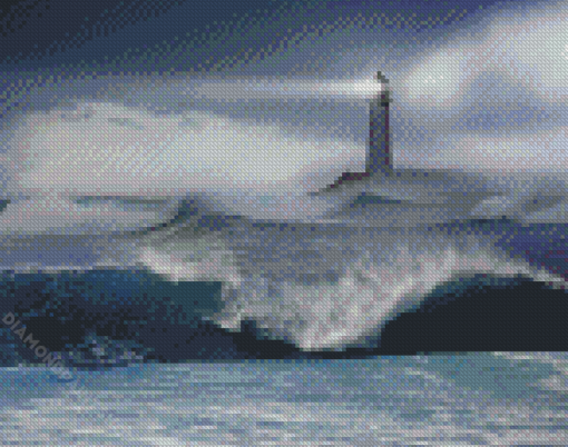 Lighthouse In Stormy Sea Diamond Paintings