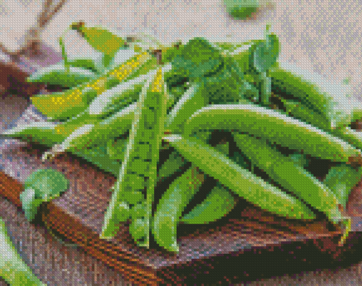 Peas In A Pod On Wooden Table Diamond Paintings