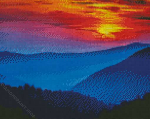 Smokey Mountains At Sunset Diamond Paintings