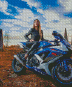 Suzuki Blue Race Bike Diamond Paintings