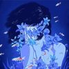 Blue Floral Girl Diamond Paintings